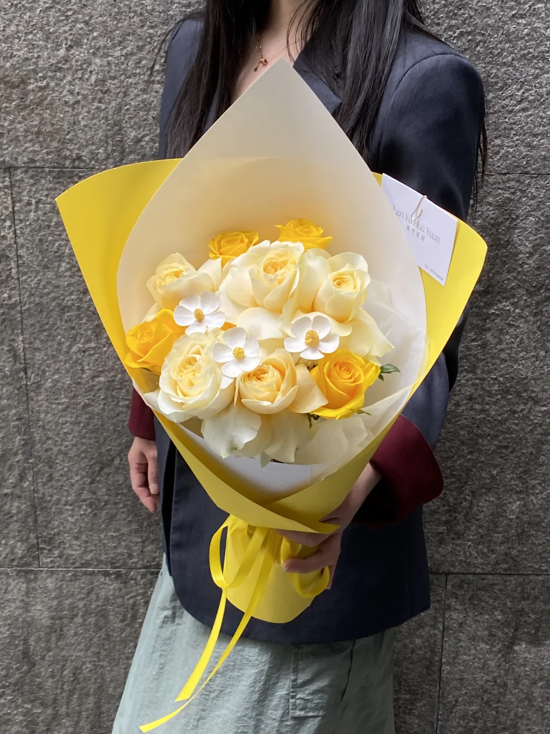 奶油黄玫瑰花束｜纪念日花束｜北京花店