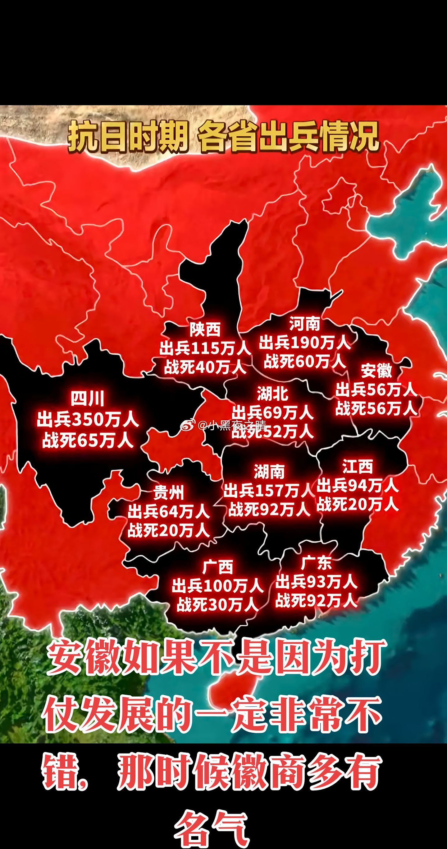 抗日期间各省出兵情况 ​​​