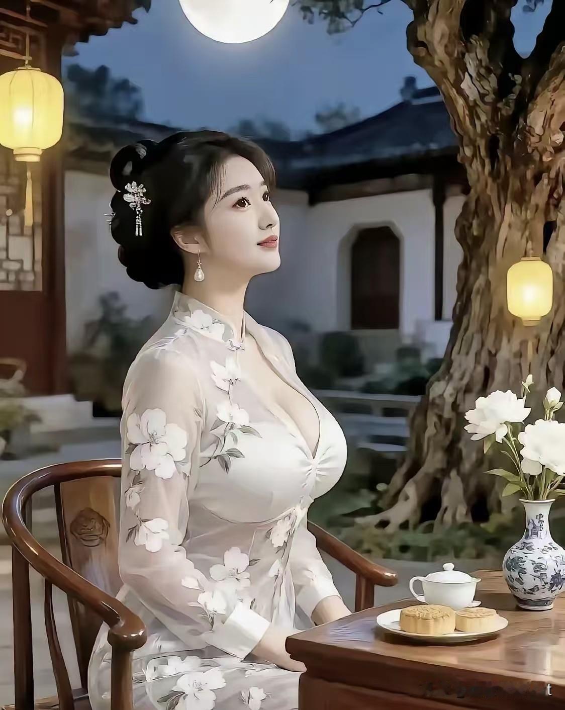阮郎归·月中影
 
银蟾垂影照庭柯，灯前素袂和。
鬓边花坠映秋波，清辉漫入涡。