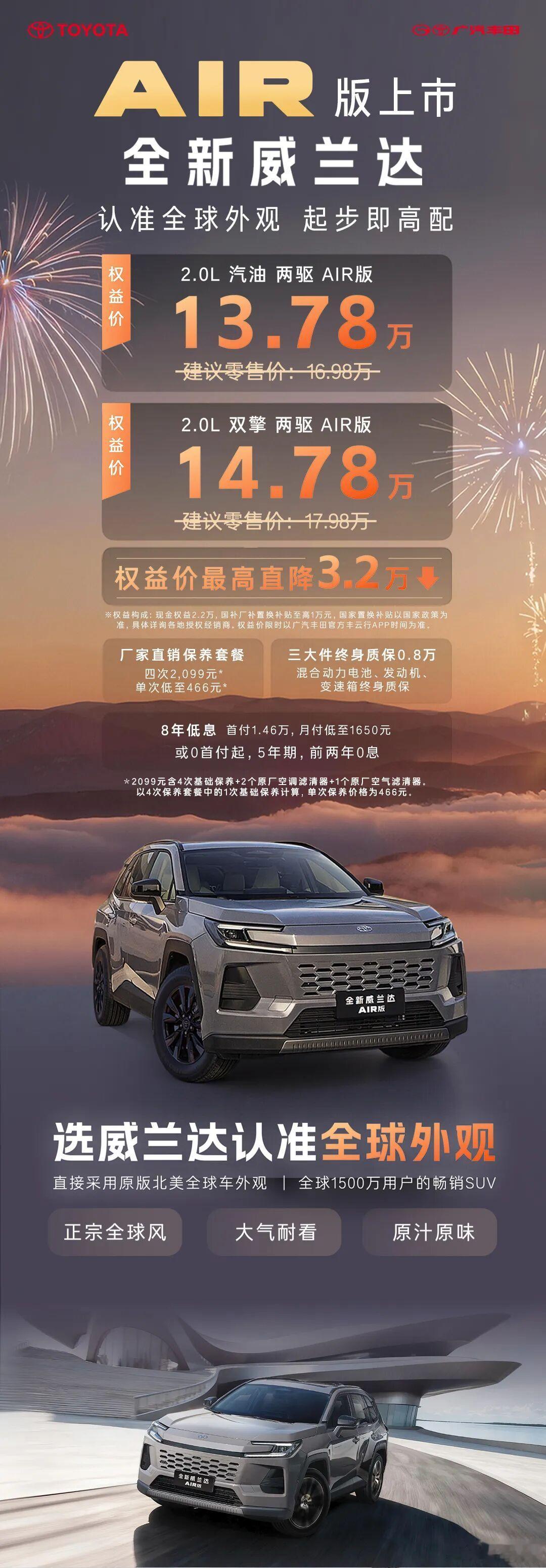 全新威兰达AIR版上市，配置直接拉满权益价13.78万元起，这价格你会买单吗？1