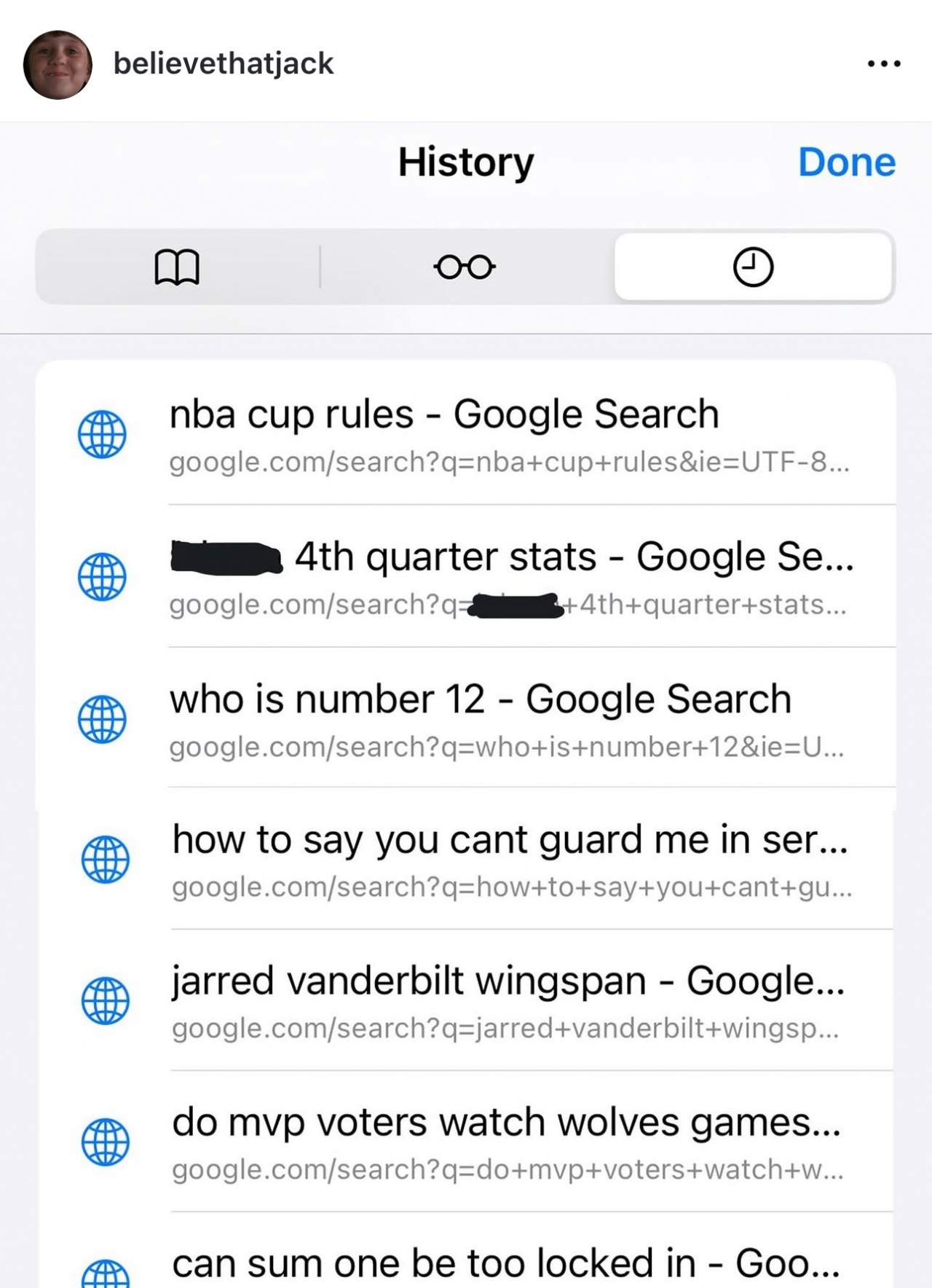 爱德华兹小号的搜索记录：“NBA杯规则”“某人的第四节数据”“谁穿12号”“怎么