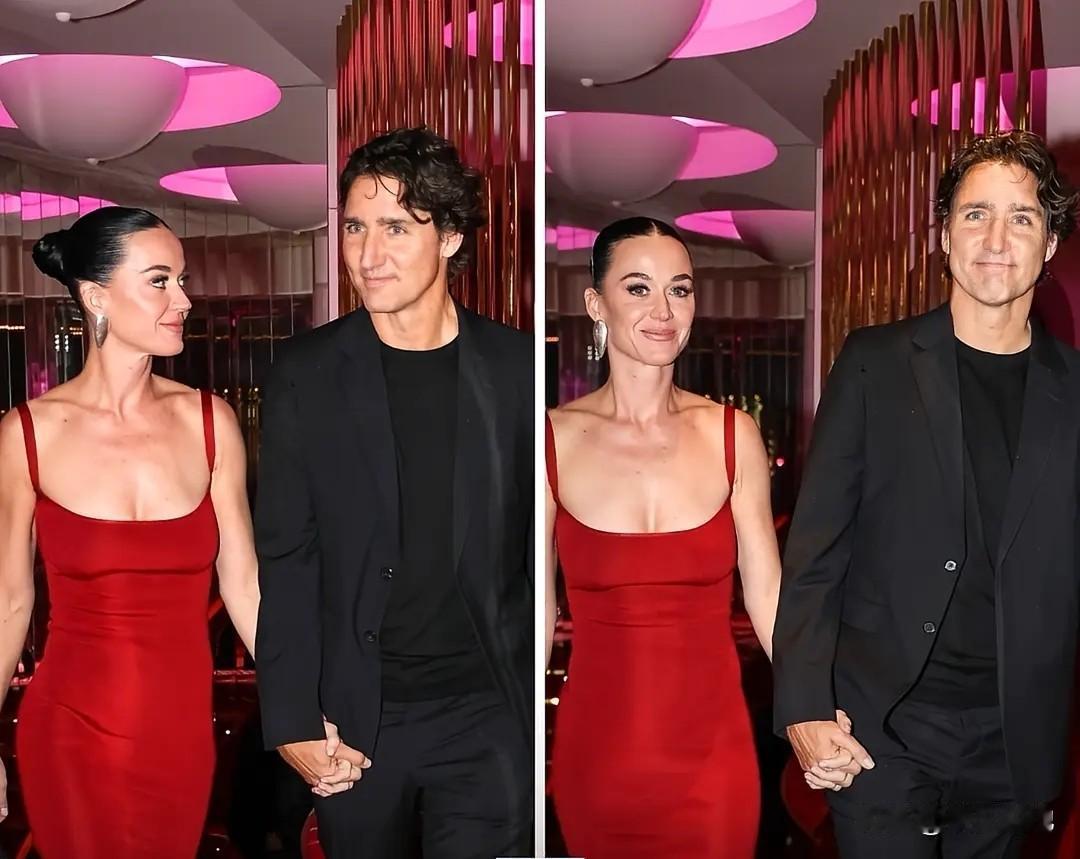 加拿大前总理特鲁多和凯蒂·佩里在巴黎首次公开露面，他们在参加佩里41岁生日的卡巴