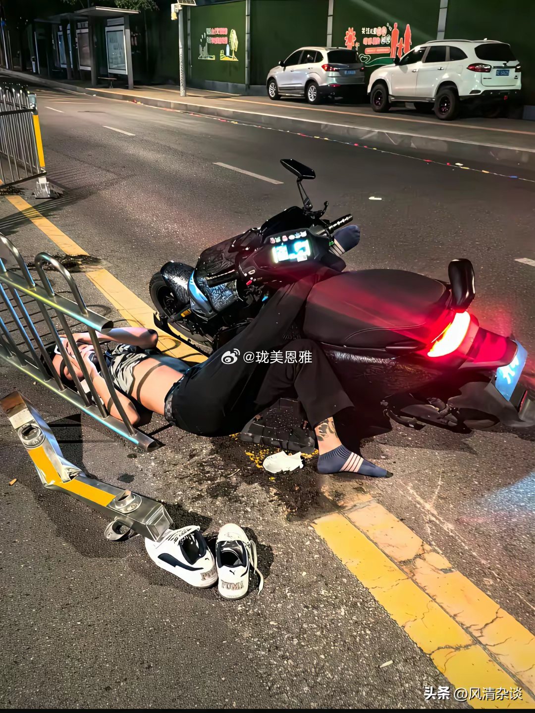 哎！二十三岁的小伙喝这么多骑的九号在路上狂飙119来了才把腿弄出来 ，生命诚可贵