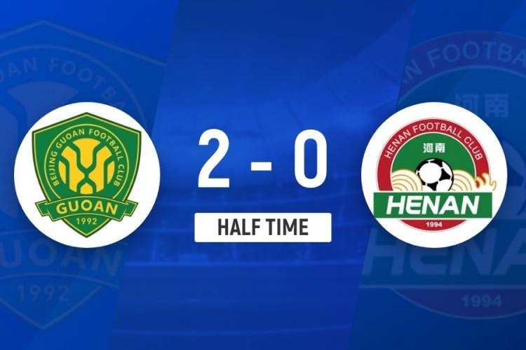 足协杯决赛-半场-北京国安2-0领先河南，法比奥梅开二度
12月6日19:00，