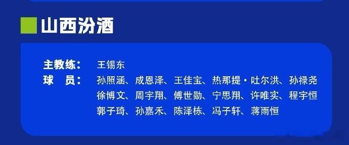 2026年全国U19青年篮球联赛男子组预赛 8月3日开战。每次看山西青年队的比赛