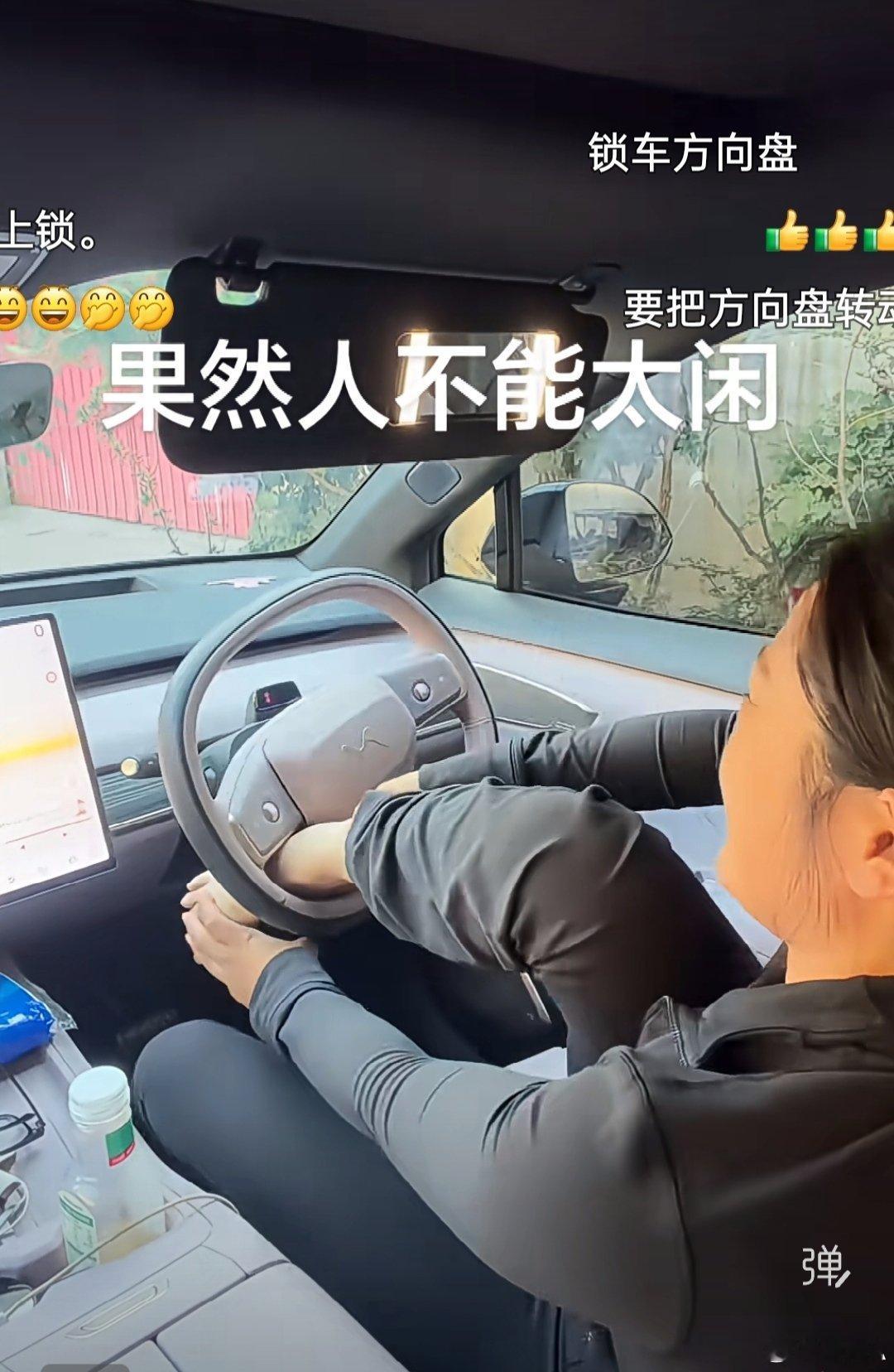 美女车中好逍遥，脚入盘中被套牢。左弄右捣拔不出，天生智商实在高。 
