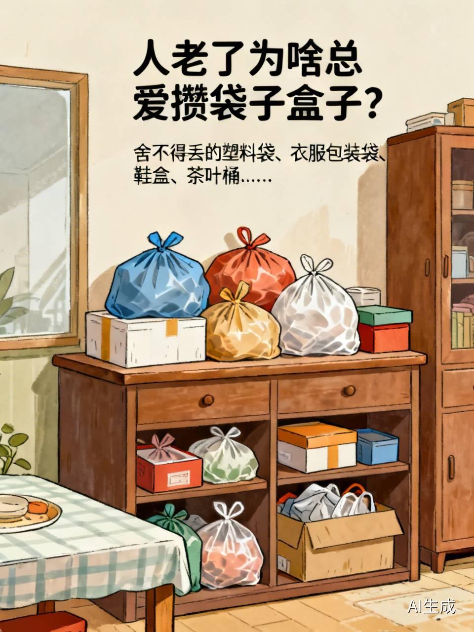 人上了年纪，为啥总爱攒各种袋子盒子？
今天刷到一篇文章，说人老了普遍都有几个小爱