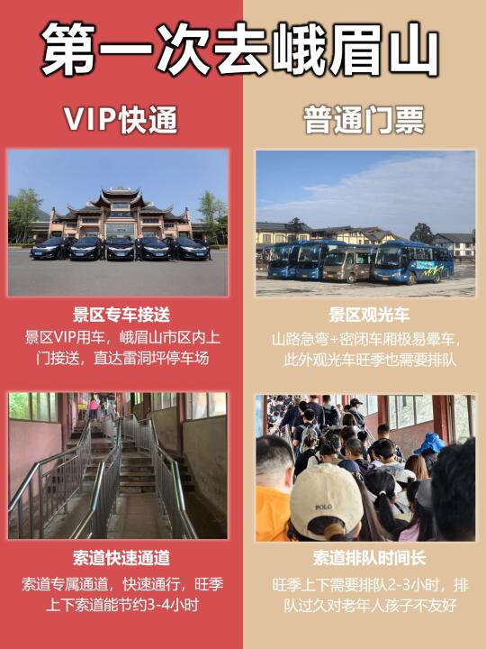 峨眉山VIP直通车轻松玩，旺季也不用排队❗️