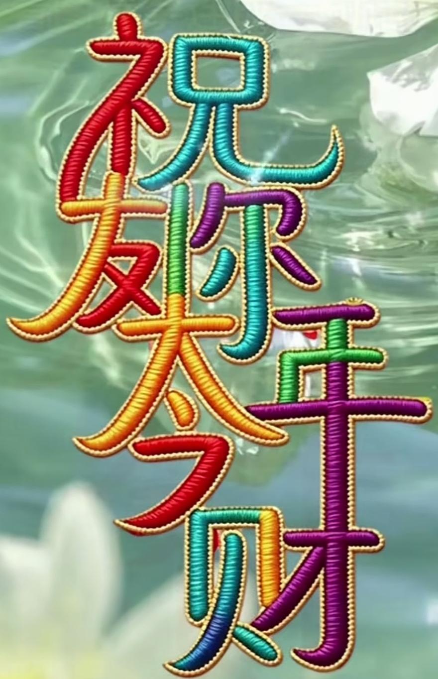 祝你发财好运来！五颜六色的字体很好看。这是几个字呢？好运来猜起来。读书这句话。