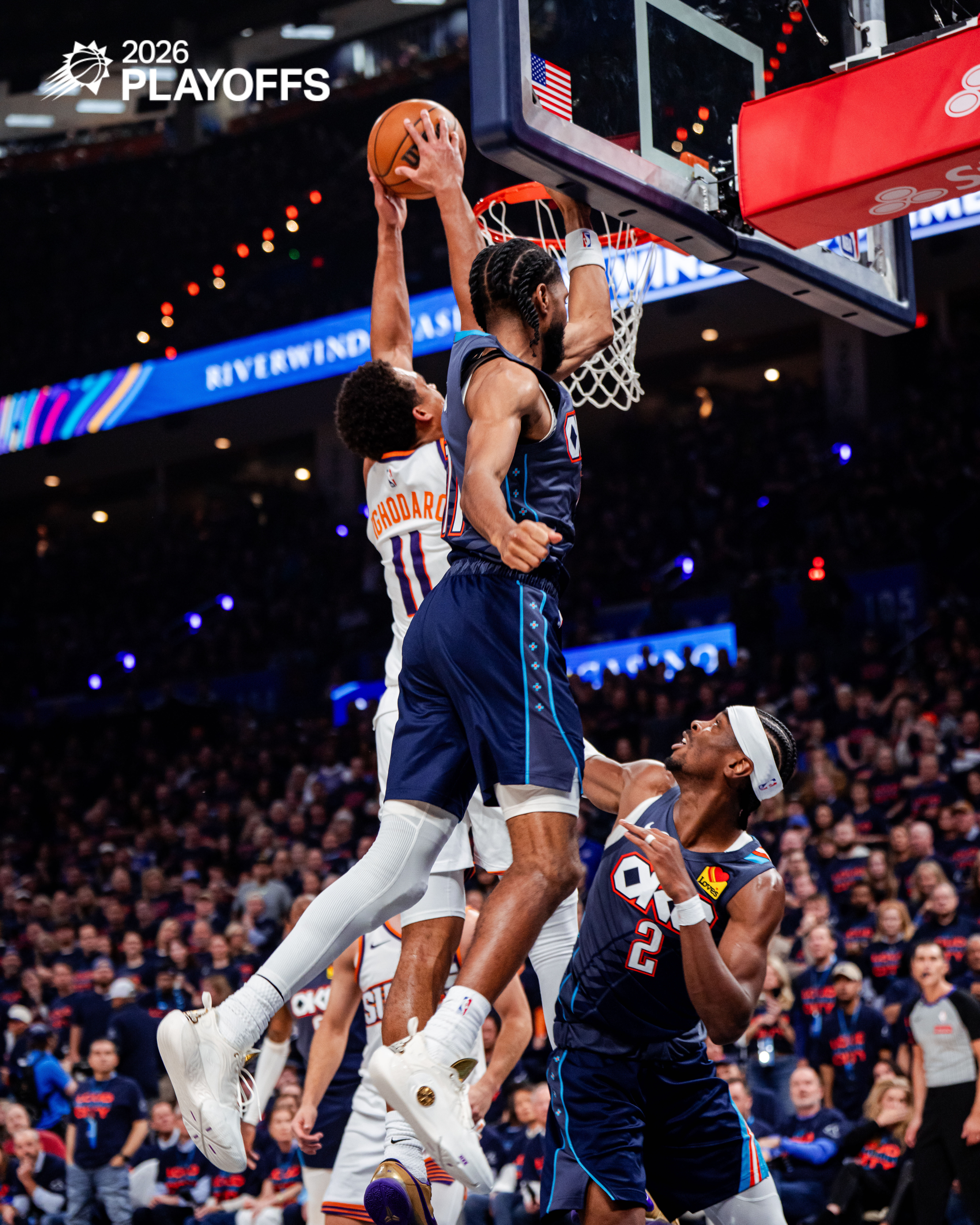 又是一个鸡皮到OSO的配合，再扣一个！ 💣菲尼克斯太阳 ｜太阳vs雷霆