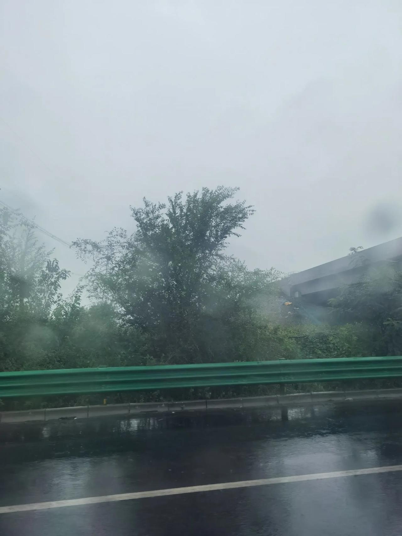 昨天冒着大雨探访鄠周眉高速与108国道什字建设进展情况，桥和高速路基基本完成，请
