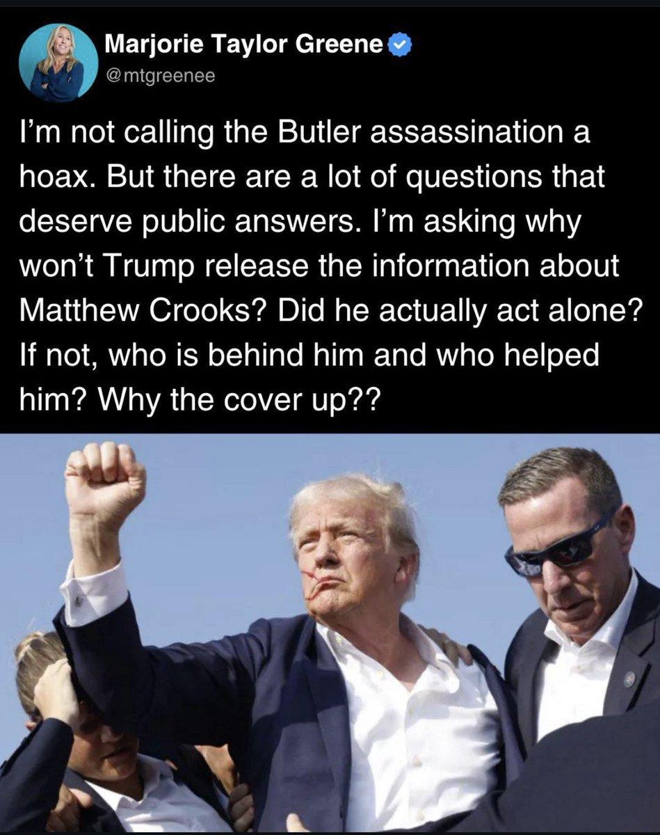 很多美国人怀疑川普枪击案是自导自演
曾经的MAGA马大姐发出灵魂质问：
为什么川