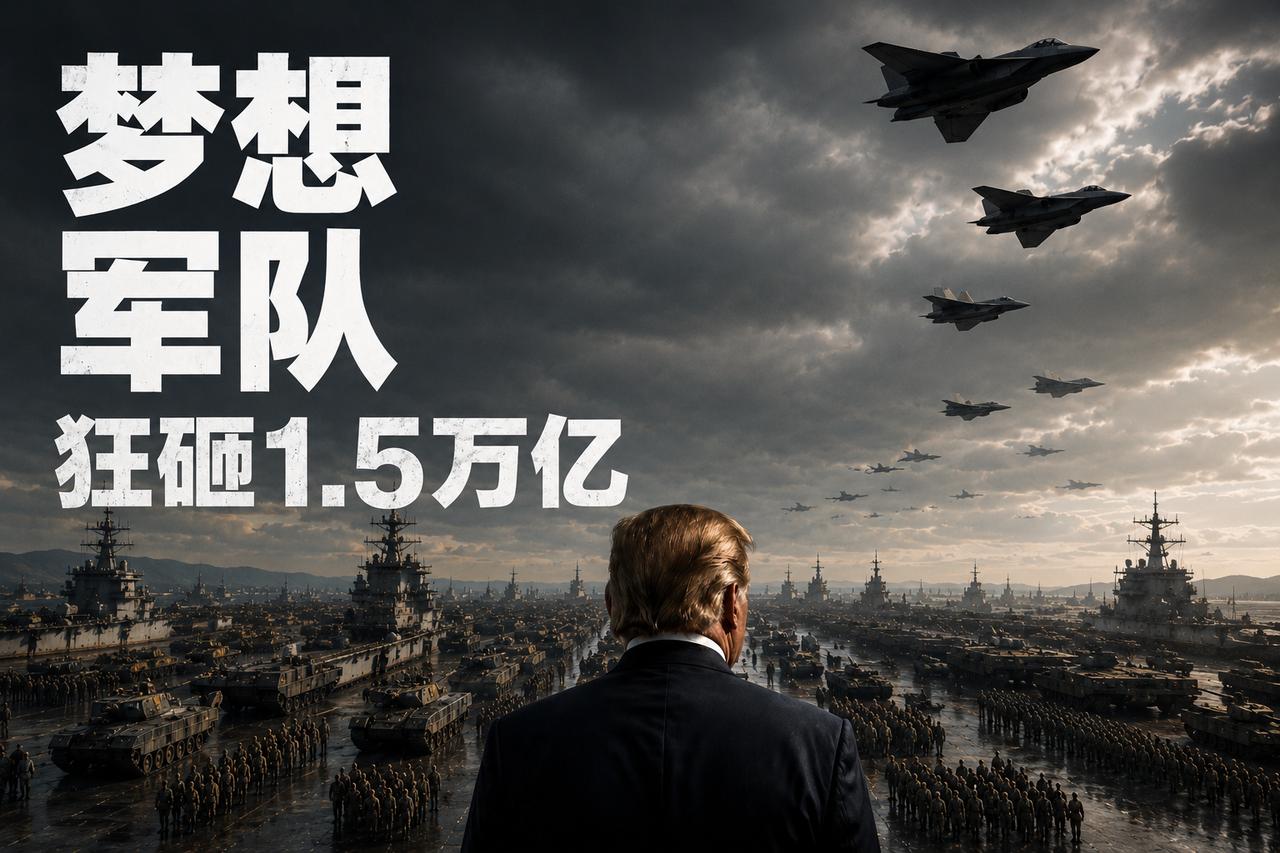 疯了，真疯了！特朗普要造梦想军队了！狂砸一点五万亿美元备战，军费直接暴涨百分之四