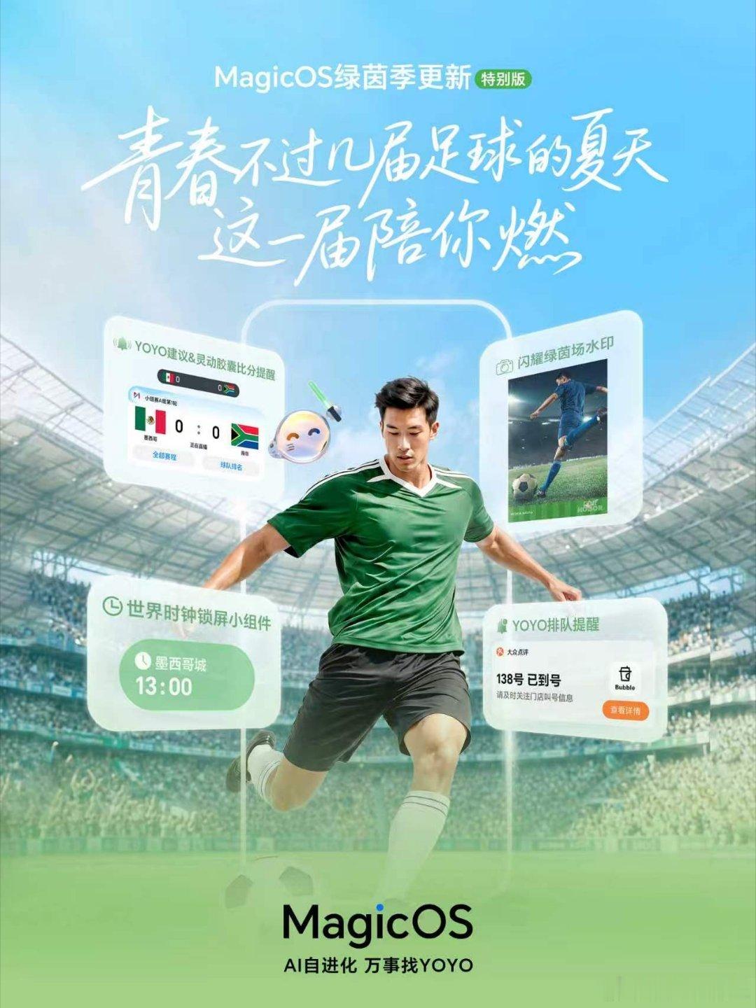 世界杯开赛，荣耀MagicOS这波专属优化真的懂球迷！⚽️锁屏直接显示多地时间，