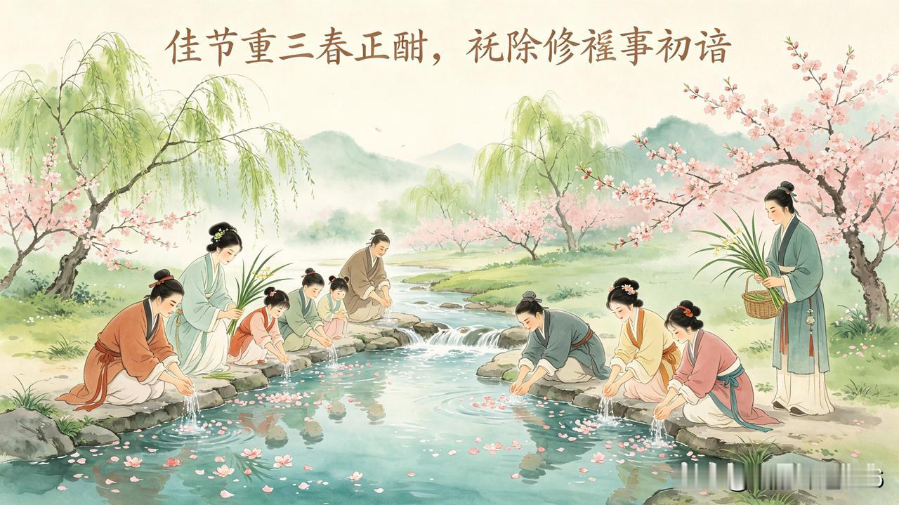 《七律·三月三》

佳节重三春正酣，祓除修禊事初谙。
曲水流觞怀雅士，香车宝骑隘