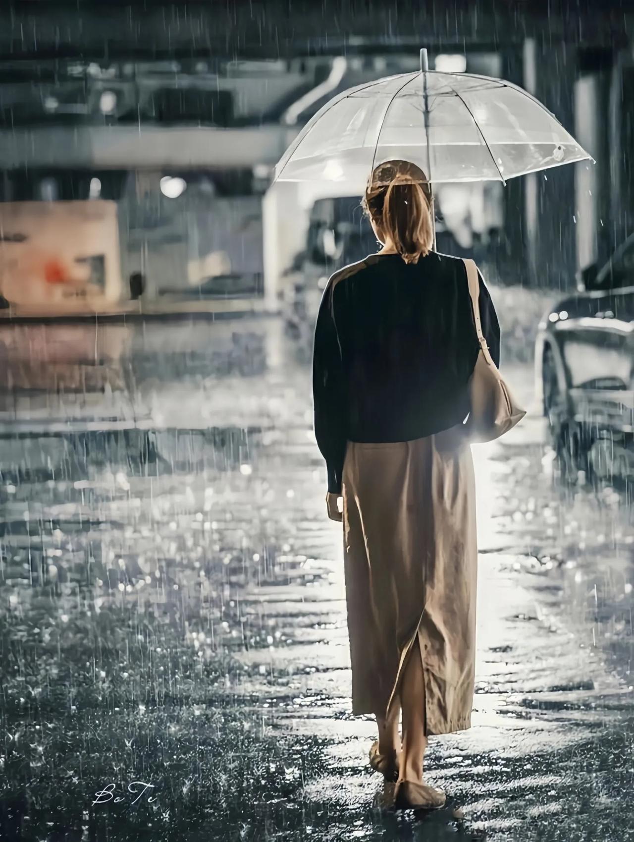 今天下班时突遇暴雨，没带伞的我缩在便利店屋檐下发呆。玻璃门突然被推开，一个穿高中