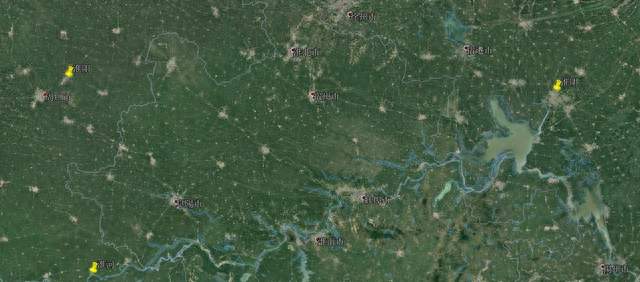 河南、江苏的两个地方均从一条河流得名，其中一地离河有三百多里