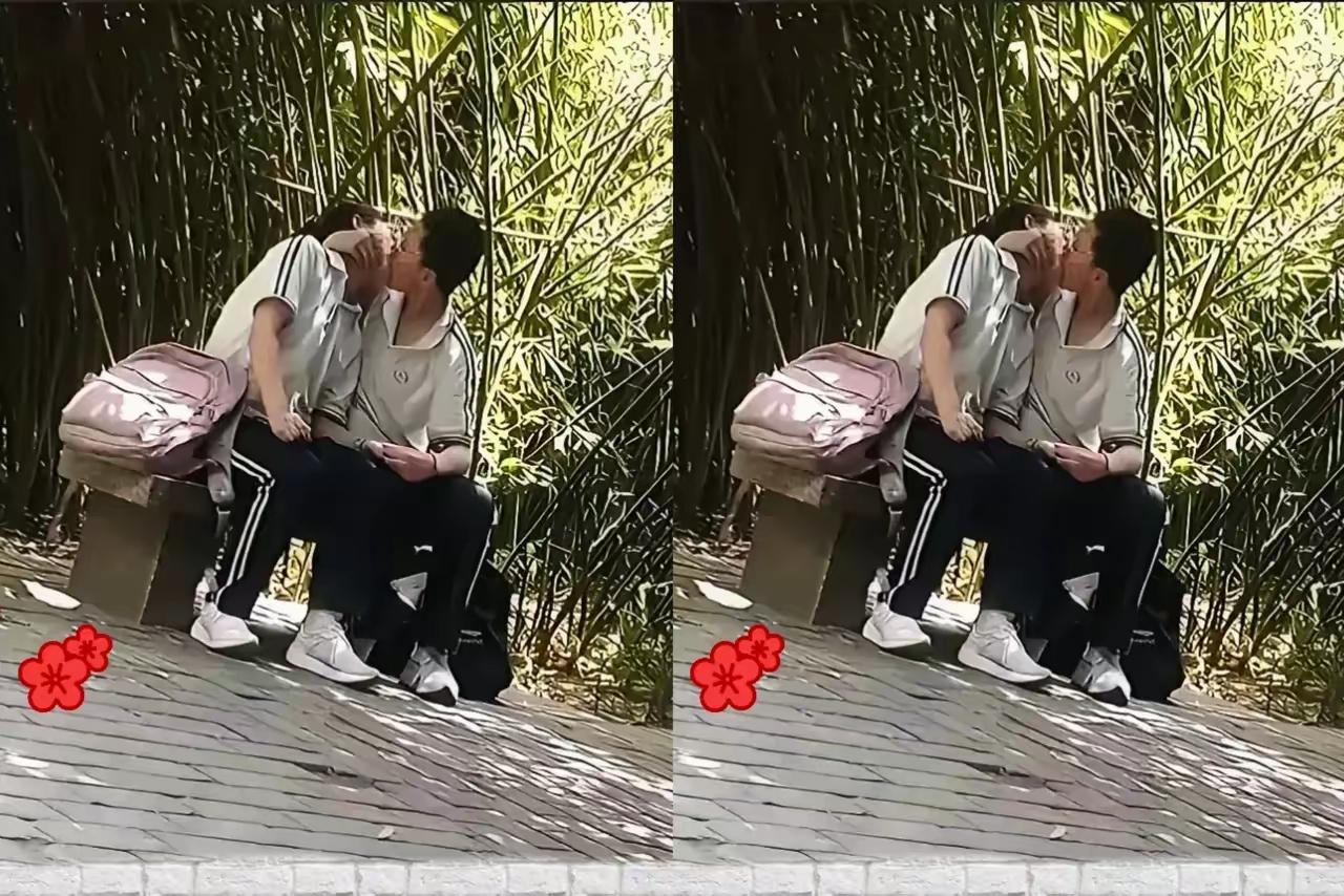竹林长椅惊现学生亲密照，叛逆期教育警钟再响
 
近日，一段竹林长椅旁学生情侣亲密