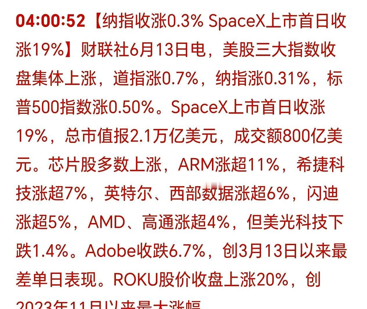 凌晨4点35分就被消息炸醒，这谁顶得住？
美国三大股指居然集体往上冲，连马斯克的