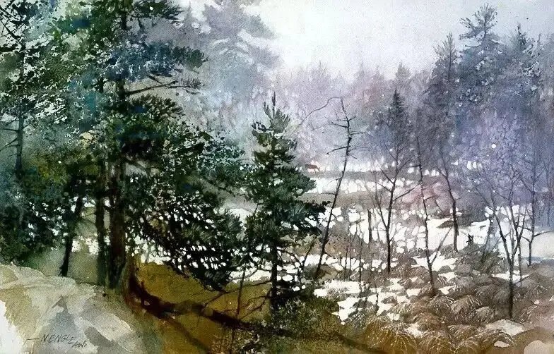 妮塔·恩格尔（Nita Engle）作为美国殿堂级水彩画家，她一生奔赴山野湖海，