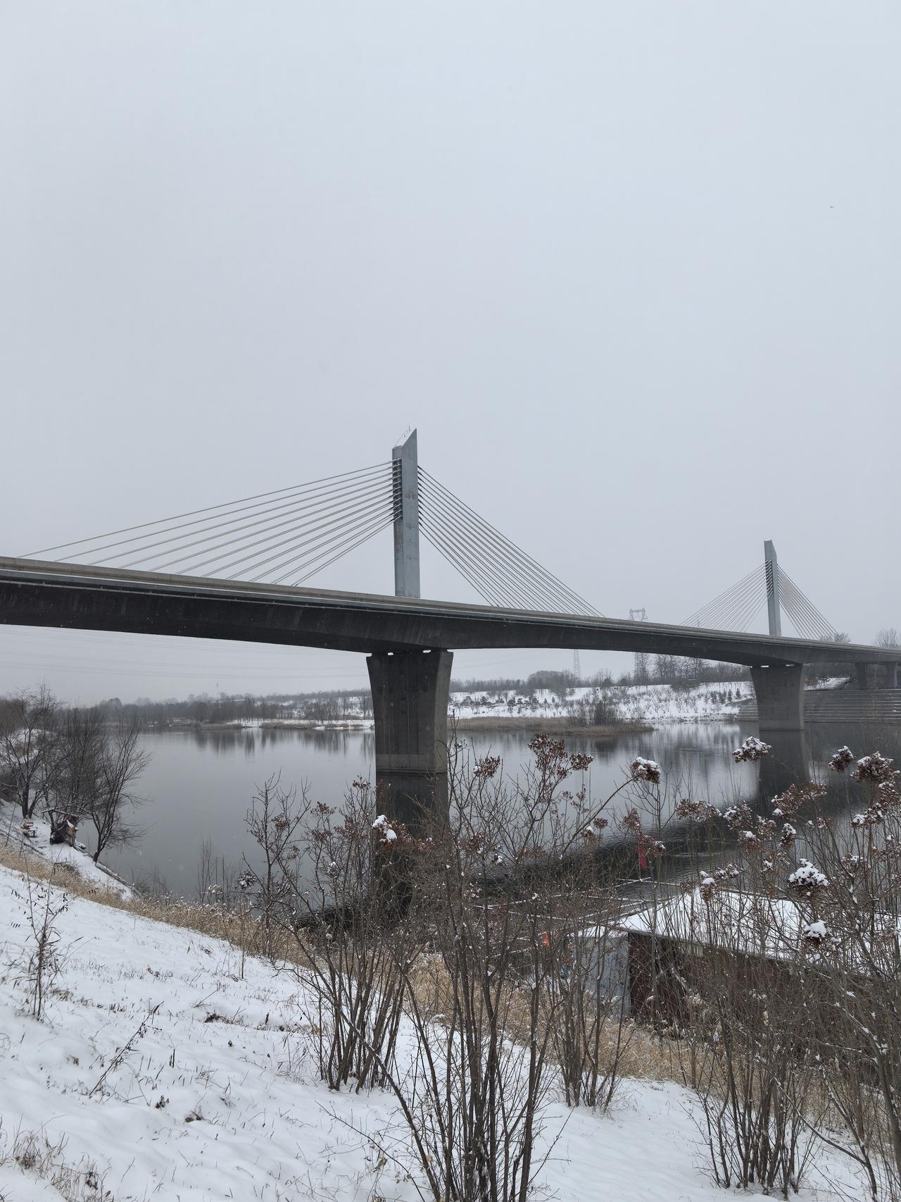 桥畔雪影

冬日的清晨，我独自漫步在汾河河畔，一场悄然而至的雪，为大地披上了一层