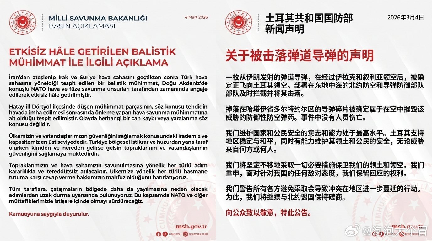 刚刚，伊朗向土耳其发射了弹道导弹，被北约防空系统击落！这标志着，伊朗正式 开始进