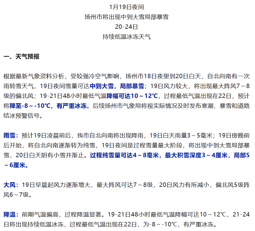 家人们，扬州要下雪了！扬州