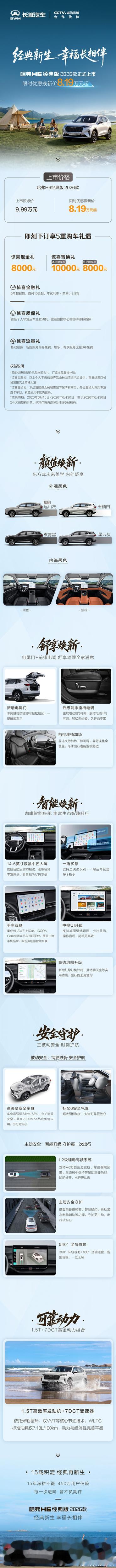 哈弗H6经典版2026款8.19万起焕新上市！哈弗H6经典版2026款H6经典版