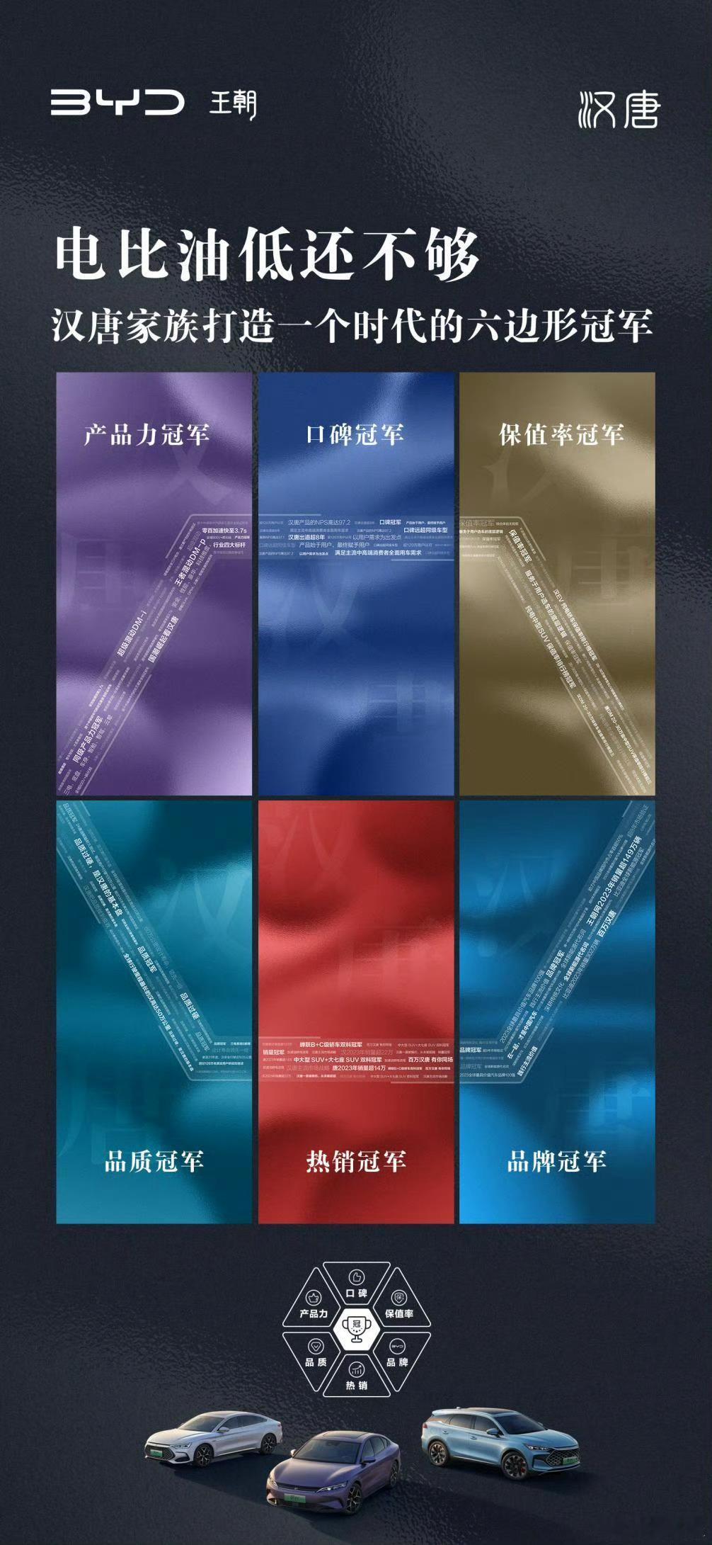 比亚迪王朝网销售事业部总经理发博称仅靠电比油低还不够颠覆，而且传出了“六边形冠军