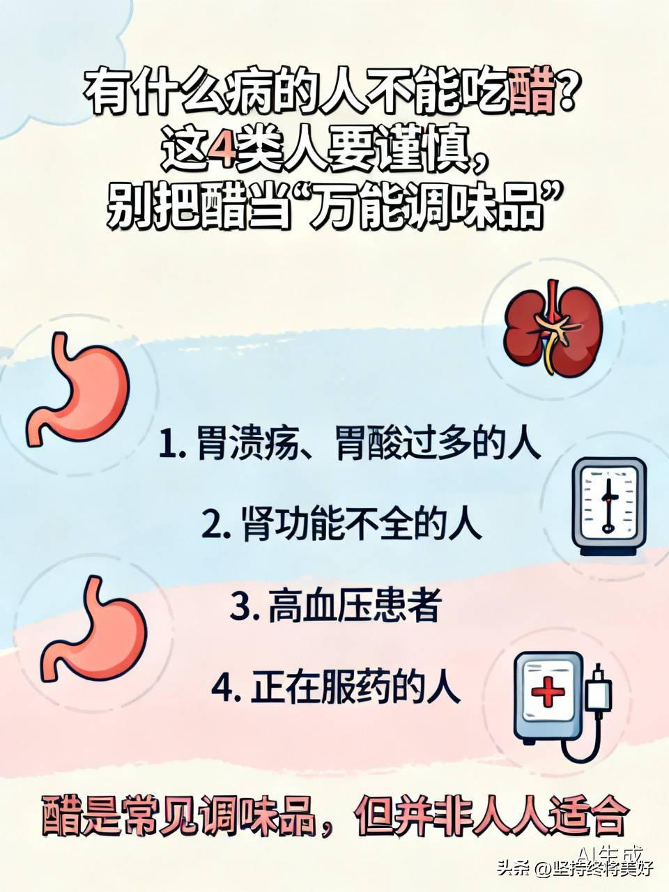 有什么病的人不能吃醋？这4类人要谨慎，别把醋当“万能调味品”

醋是常见调味品，