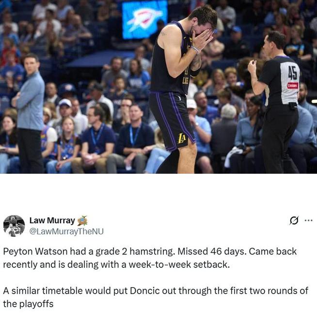 东契奇伤情出炉，湖人欲做两大转变——

一大早，湖人传来不利消息，东契奇在昨天对