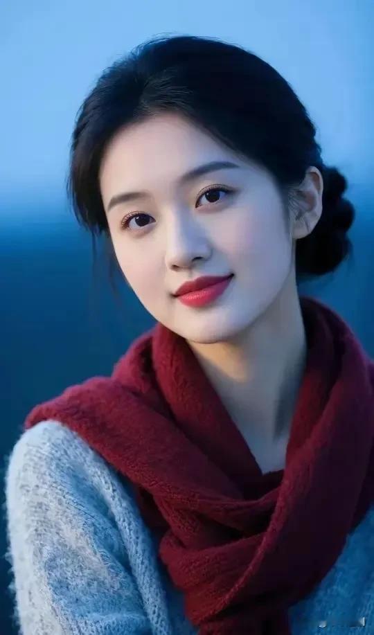 暮色漫过肩头，红巾暖了寒凉，我在温柔的风里，等一场不期而遇的心动。
柔光里的温柔