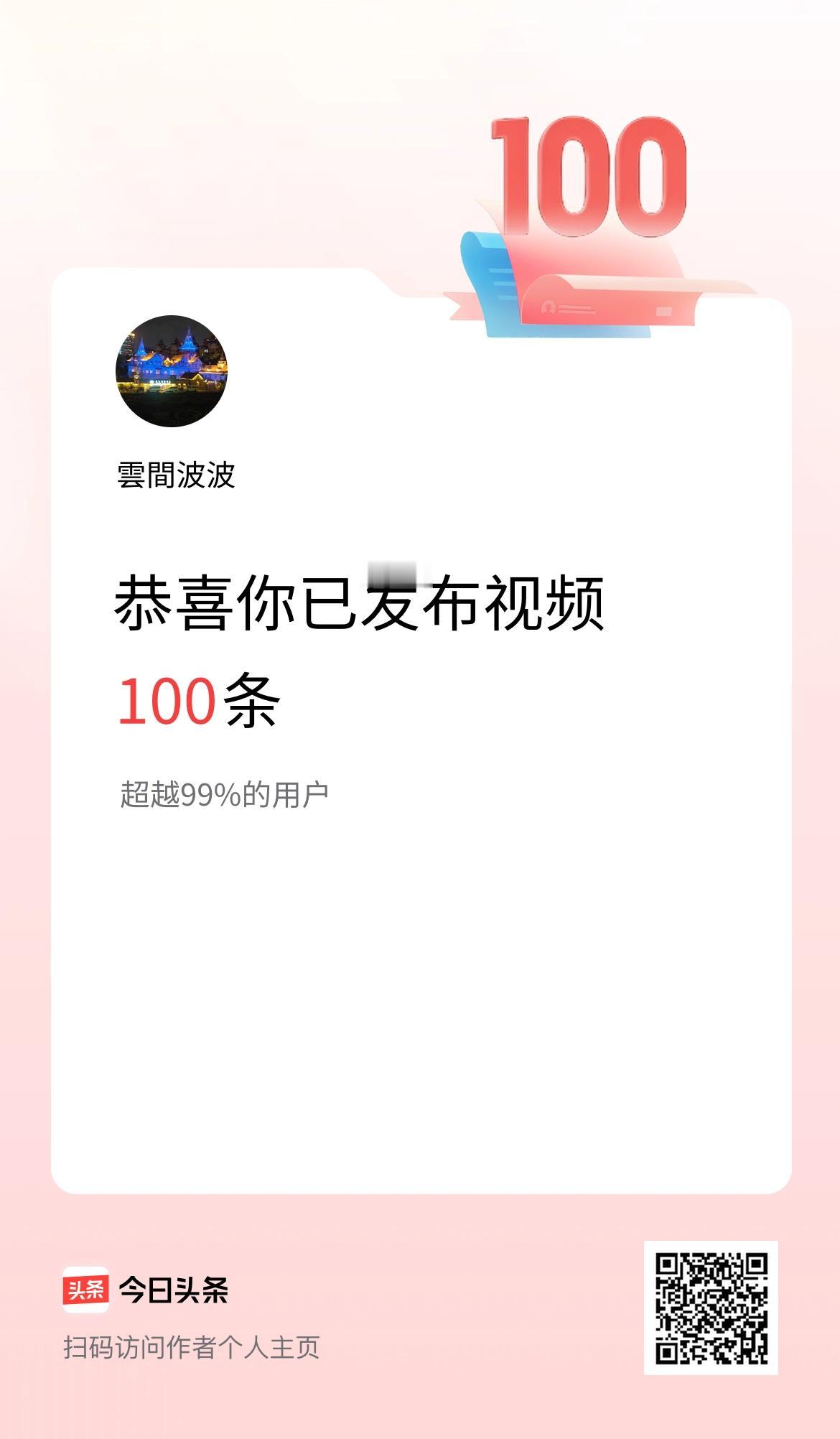 我在头条累计视频投稿100个