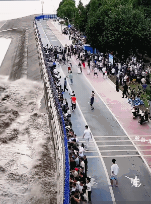 外地人看大潮，本地人看外地人看大潮![呲牙]