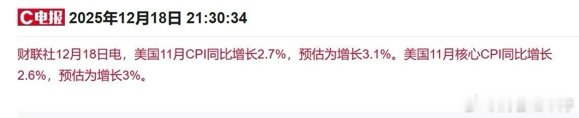 美国11月CPI低于预期释放利好 明天A股这样看刚刚，美国11月CPI数据发布，