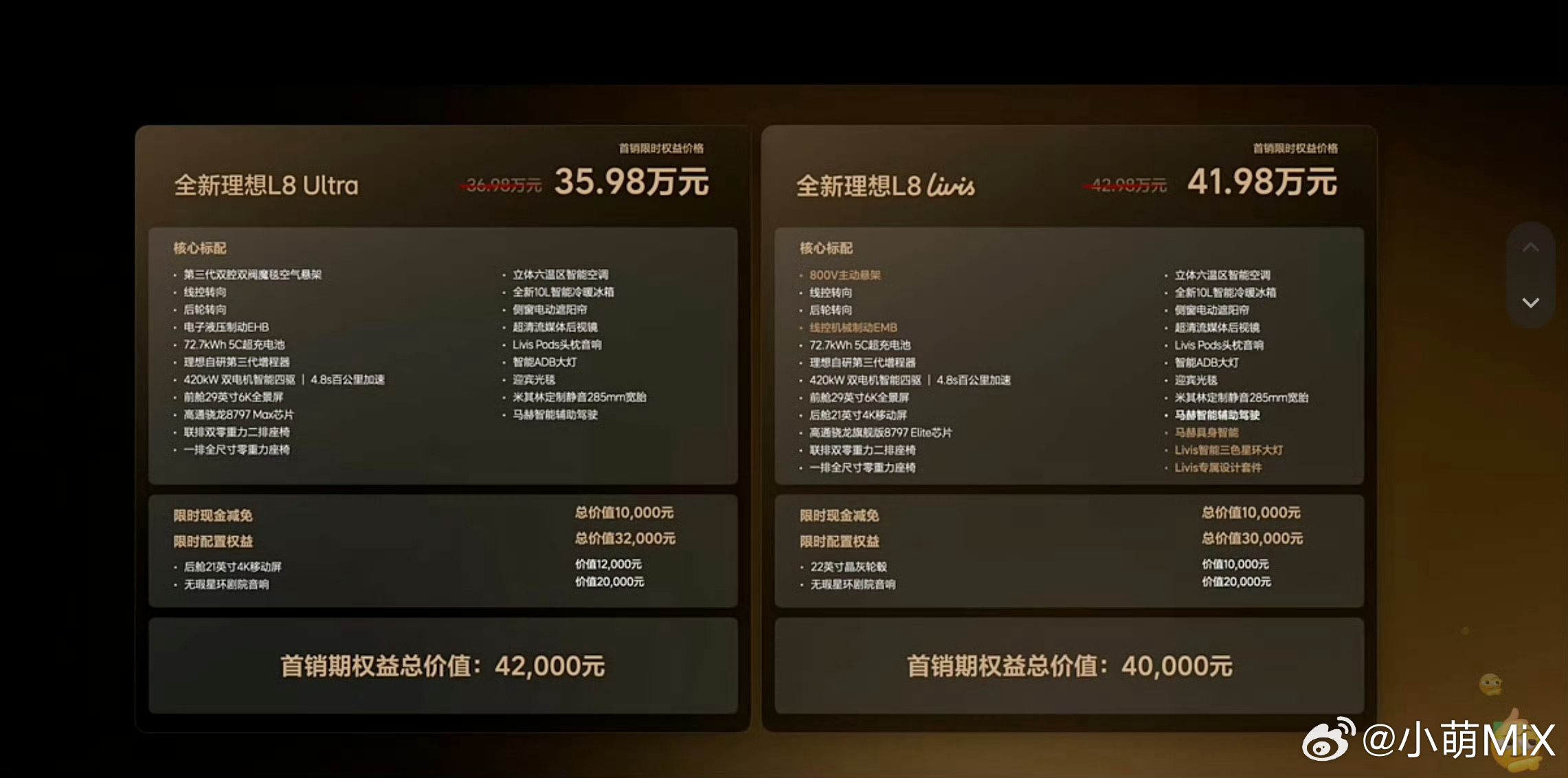 理想L8 Livis 限时41.98万理想L8 Ultra 限时35.98万 还