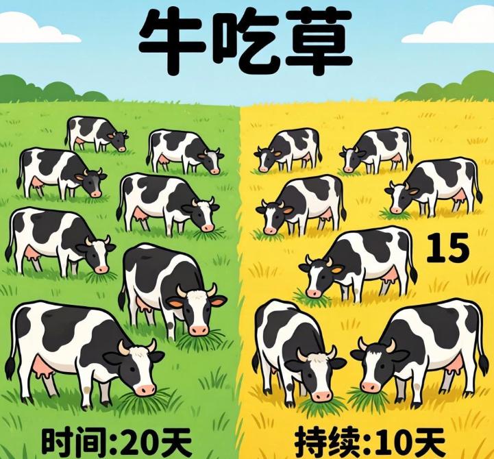 经典牛吃草难题！看似简单，小学生超容易算错

小学数学经典牛吃草问题，很多孩子栽