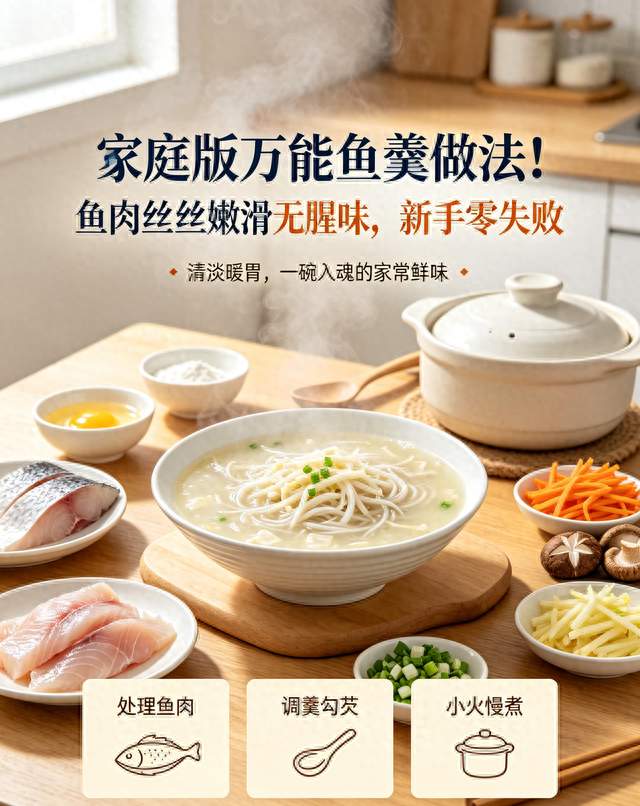 家庭版万能鱼羹做法！鱼肉丝丝嫩滑无腥味，新手零失败