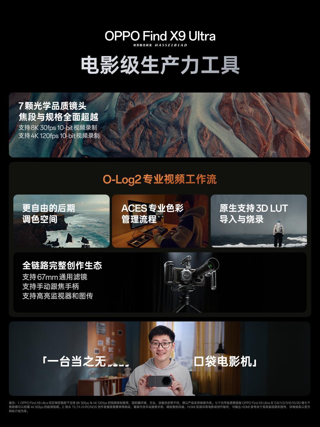 OPPO Find X9 Ultra这次真成了口袋里的电影机，从拍摄到色彩管理全