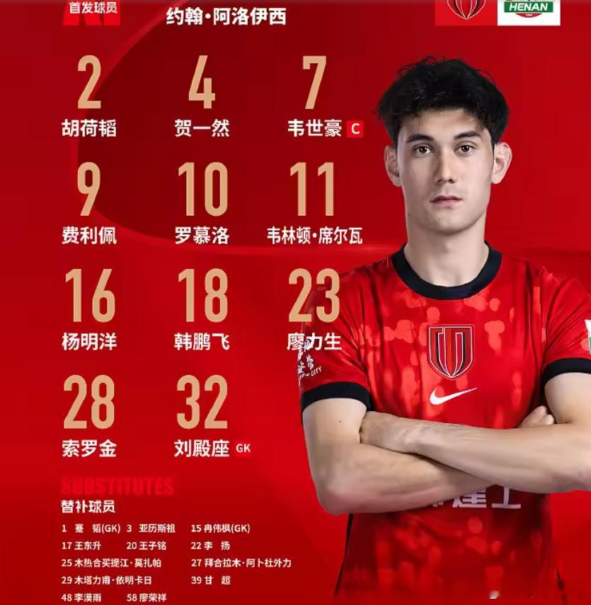 成都蓉城vs河南队首发：4外援PK4外援，韦世豪先发成都蓉城首发阵容：32-刘殿