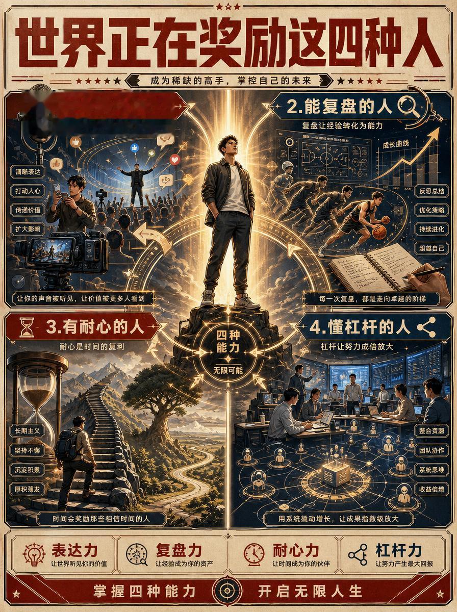 这个世界，正在偷偷奖励四种人。而且奖励越来越夸张。 第一种，会表达的人...