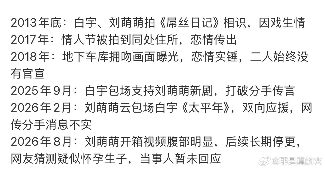 白宇刘萌萌感情时间线白宇刘萌萌时间线 白宇刘萌萌感情时间线 曝白宇疑似当爸爸了 