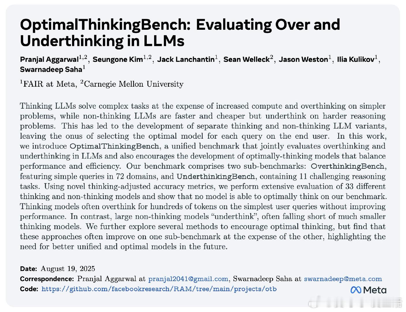 OptimalThinkingBench：评估大型语言模型的“过度思考”与“思考