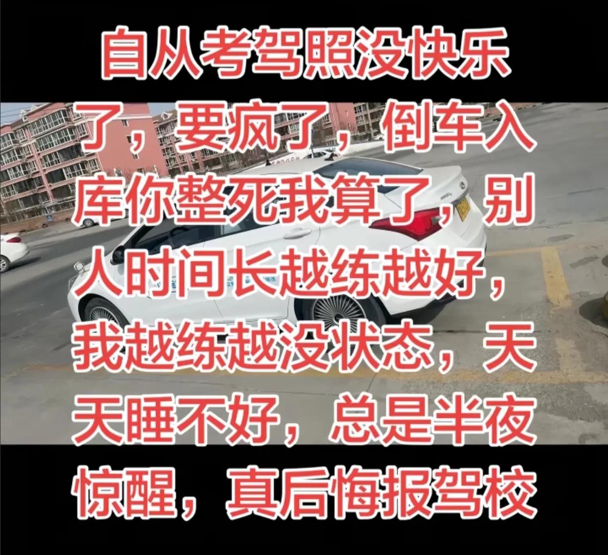 我对车一窍不通，我老公非给我报驾校，望妻成龙，还想我开出租，压力山大，一个倒车入