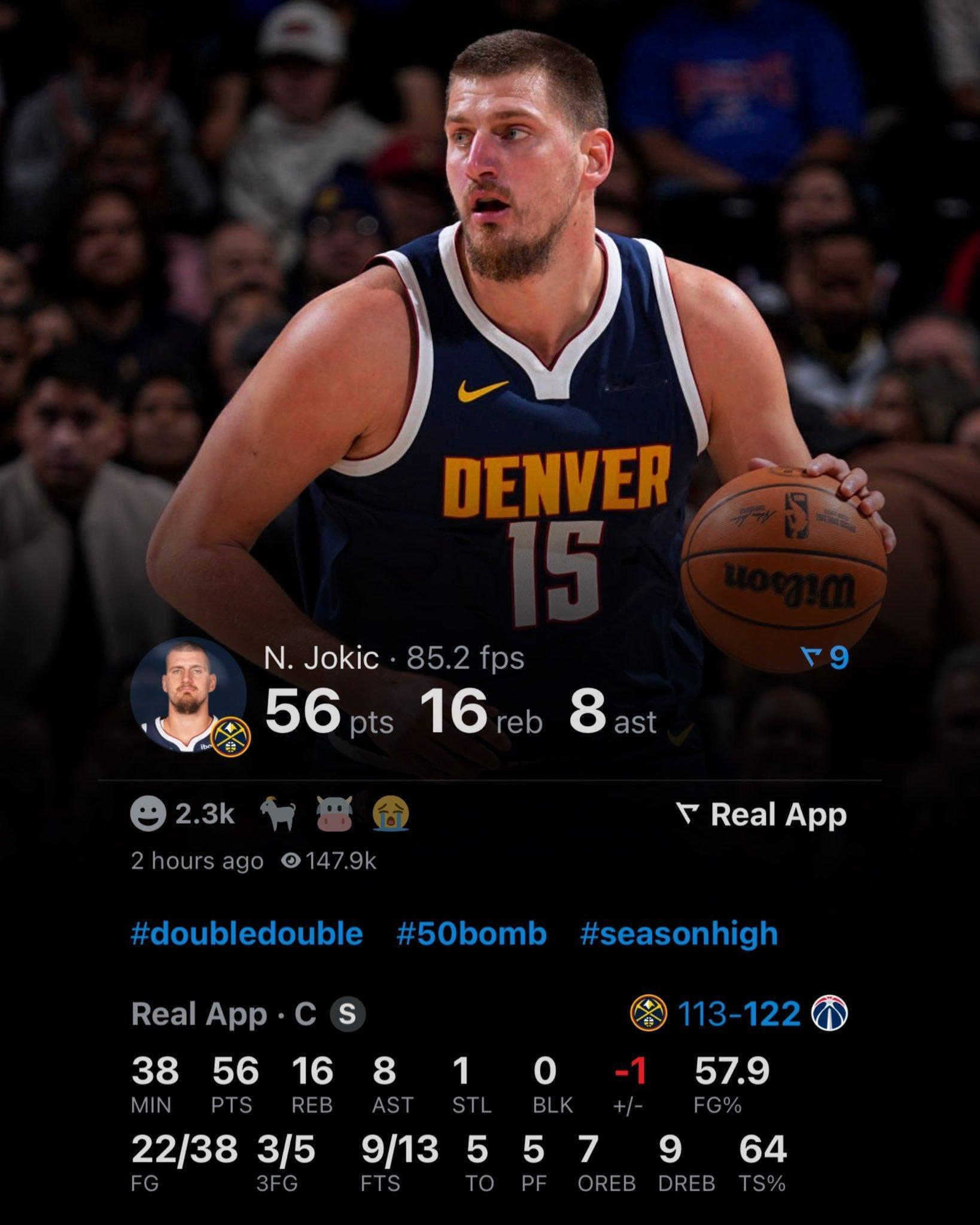 nba超会评  约基奇56分  生涯新高，都没赢下奇才约老师高达都开冒烟了，居然