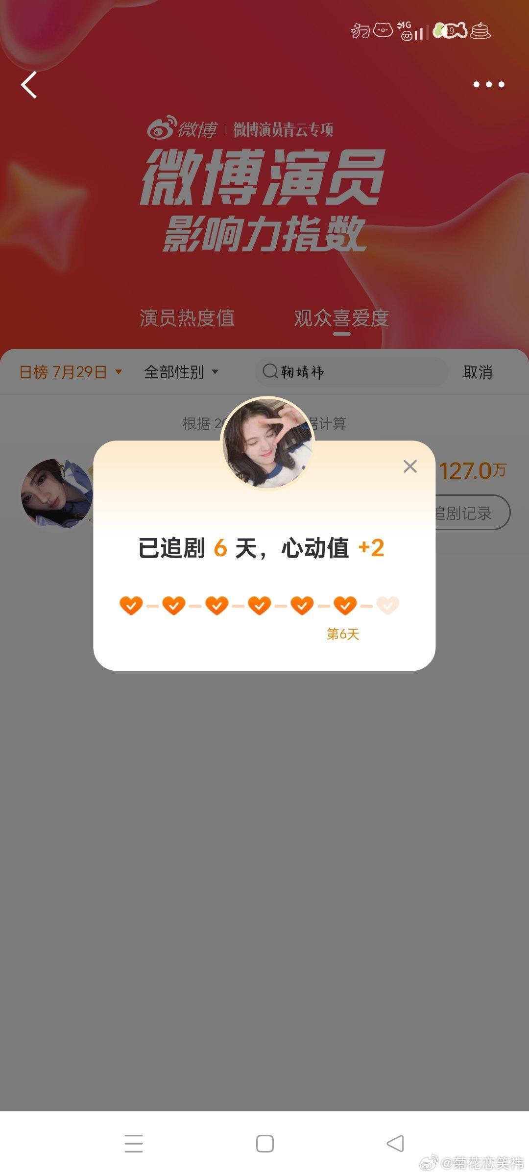 微博演员影响力指数姜黎非心动Day34 