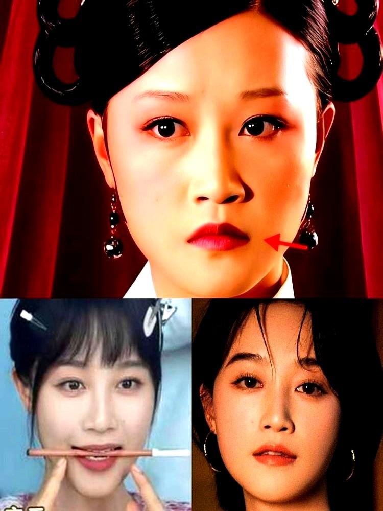 硬生生把天生下撇的嘴角提上去，这女人的狠劲让人头皮发麻。

当年演浣碧被嘲苦瓜脸