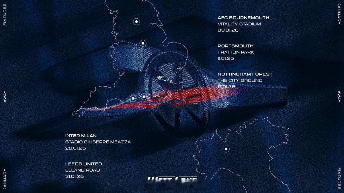 2026年伊始，阿森纳一月份客场征程 英超联赛 伯恩茅斯vs阿森纳 阿森纳著名教