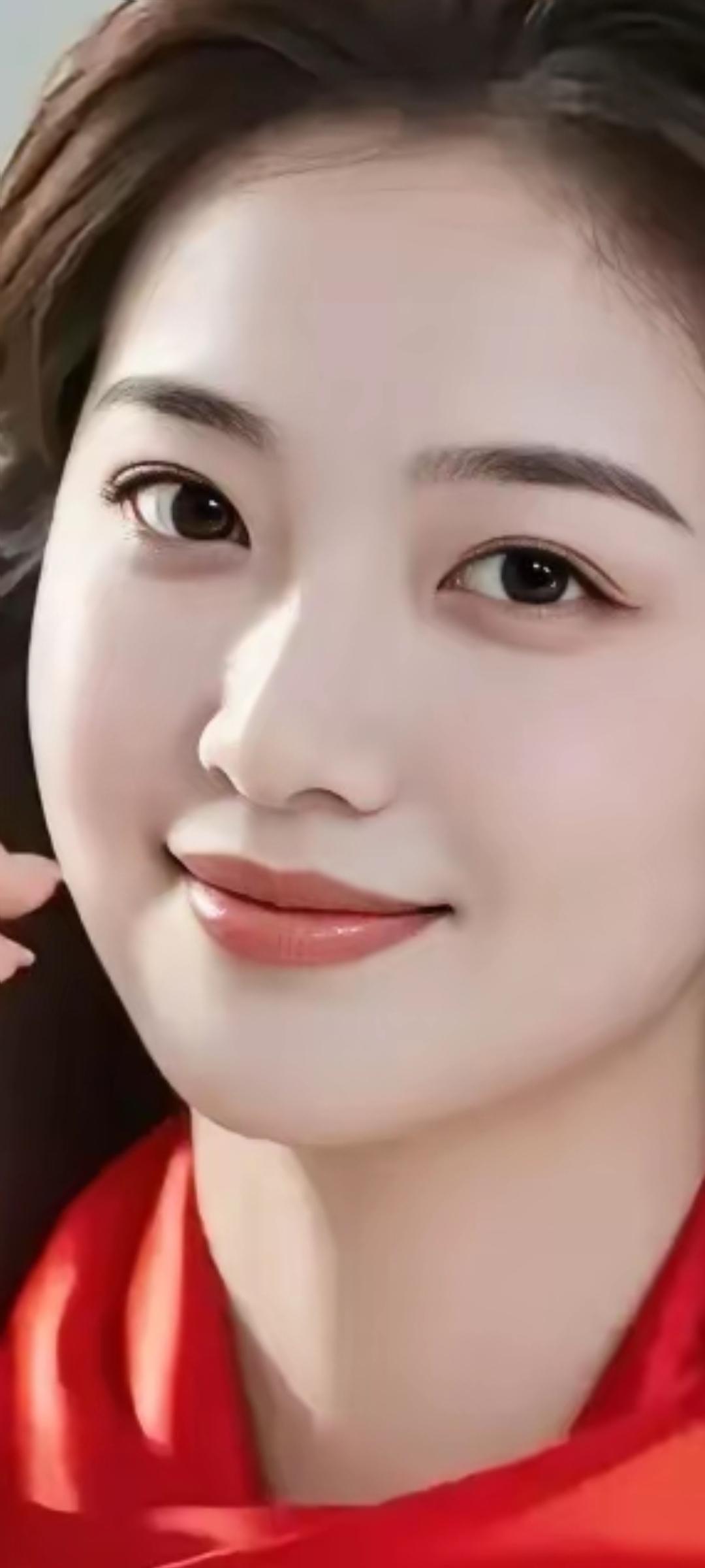 温柔甜美的微笑，红衣少女，暖心治愈🌸💖