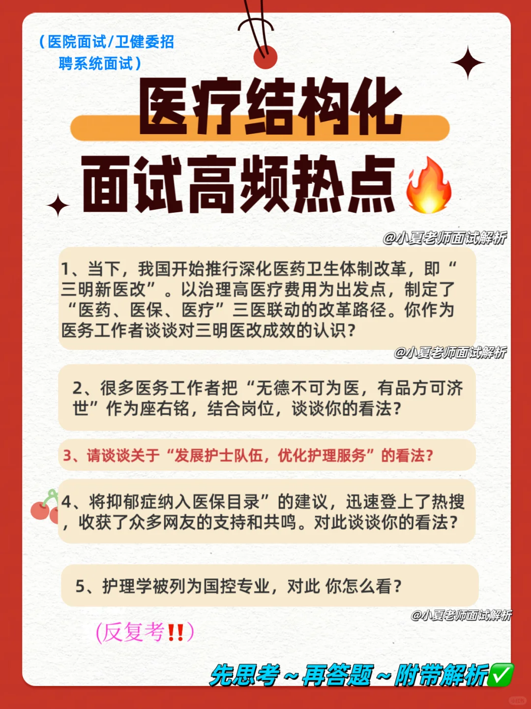 🏥三甲医院面试秘籍！医疗结构化热点全攻略